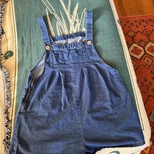 Blue Denim Overall Shorts with Zipper
